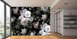 The Black Bouquet Floral Mural