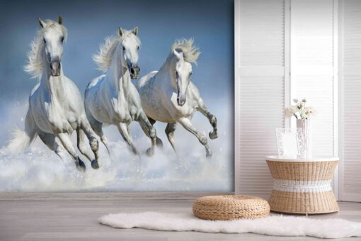 The White Running Horses Wallpaper