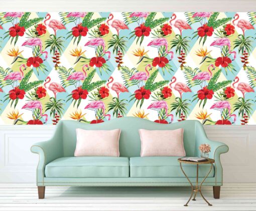 Floral Flamingos Wallmural M813