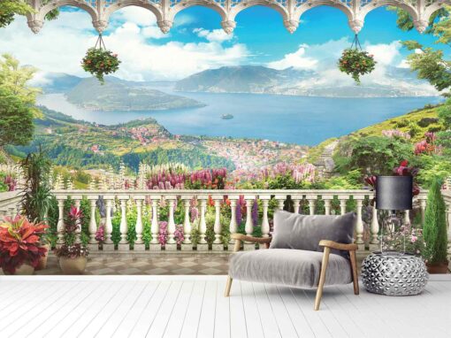 Scenic Balcony Wallpaper Wallmural