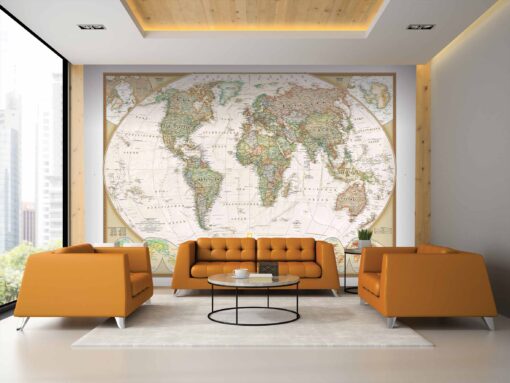 World Map Atlas Look Wallpaper Wallmural