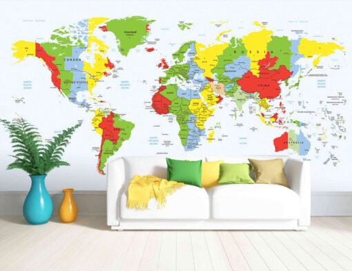 Colourful Worldmap Wallpaper Wallmural