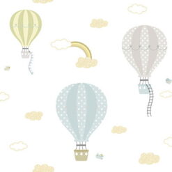 3 1 Flying balloons in the sky with clouds and rainbows wallpaper for kids room 8901 Flying balloons in the sky with clouds and rainbows wallpaper for kids room 8901