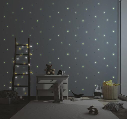 Night gloving star covered wallpaper 8913