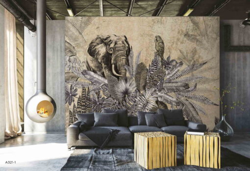 Amazon Elephant Wallpaper in Beige