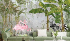 Amazon Pink Flamingoes Wallmural