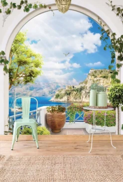 Greece Dome View Wallpaper Wallmural