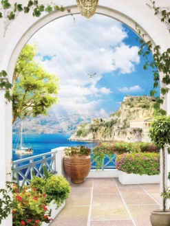 Alternative view of Greece Dome View Wallpaper Wallmural