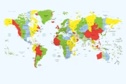 Alternative view of Colourful Worldmap Wallpaper Wallmural