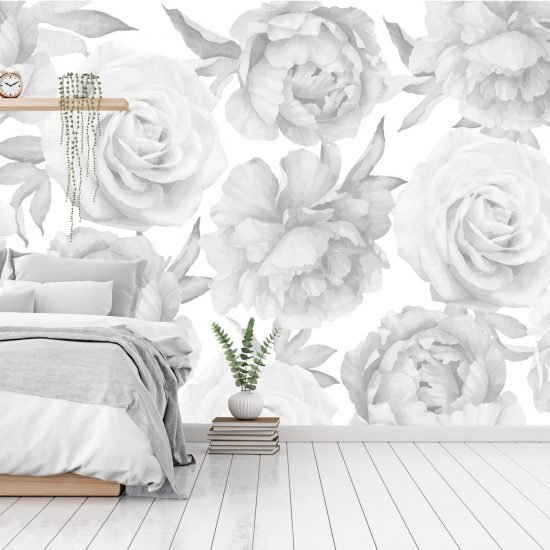Humpty On Wall Black and White Peonies and roses Wallpaper Room2 scaled Wallpaper Trends 2023: Our Predictions For The New Year Wallpaper Trends 2023: Our Predictions For The New Year