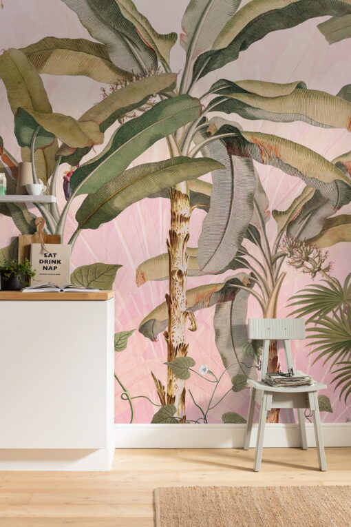 Pink Palms Wallmural