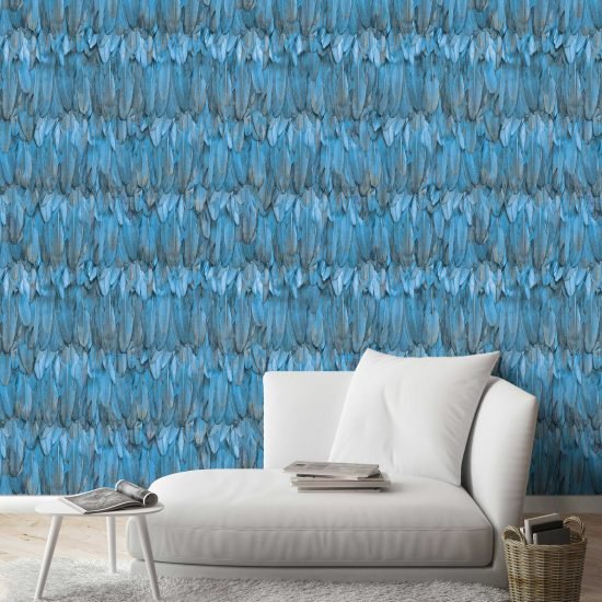 9913 3 1 scaled Modern Bird Feather Patterned Wallpaper Blue- Jumbo Roll 16.5 sq mtr Modern Bird Feather Patterned Wallpaper Blue- Jumbo Roll 16.5 sq mtr