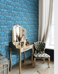 9913 3 scaled Modern Bird Feather Patterned Wallpaper Blue- Jumbo Roll 16.5 sq mtr Modern Bird Feather Patterned Wallpaper Blue- Jumbo Roll 16.5 sq mtr