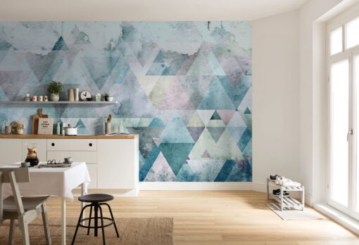 Triangles Blue Wallmural ( 400 x 250 cm)