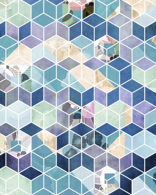 Geometric Blue Wallmural ( 200 x 250 cm) - Image 2