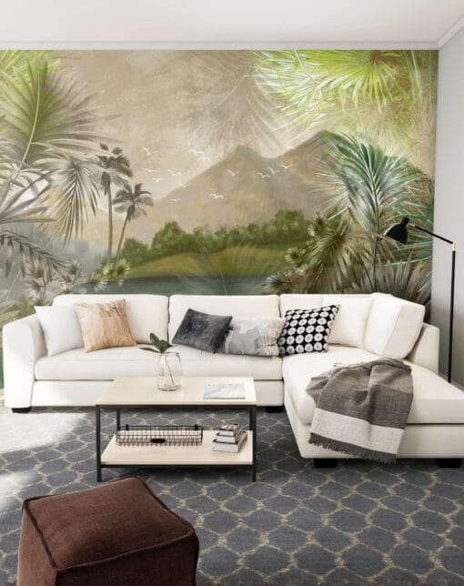 Tropical Lake Landscape And Mountains Mural