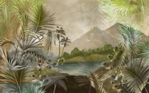 Tropical Lake Landscape And Mountains Mural - Image 2