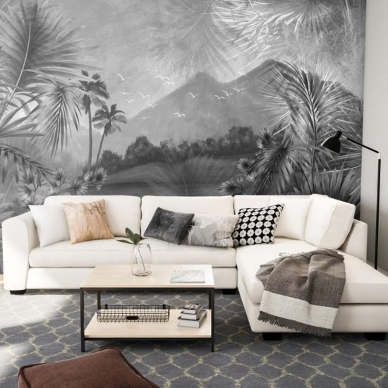 evershinewalls Black And White Beautiful Tropical Lake Landscape And Mountains Black And White Beautiful Tropical Lake Landscape And Mountains Wallmural Black And White Beautiful Tropical Lake Landscape And Mountains Wallmural