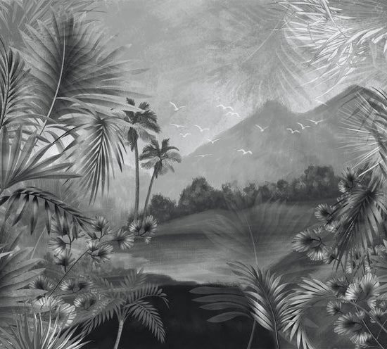 evershinewalls Black And White Beautiful Tropical Lake Landscape And Mountains2 Black And White Beautiful Tropical Lake Landscape And Mountains Wallmural Black And White Beautiful Tropical Lake Landscape And Mountains Wallmural