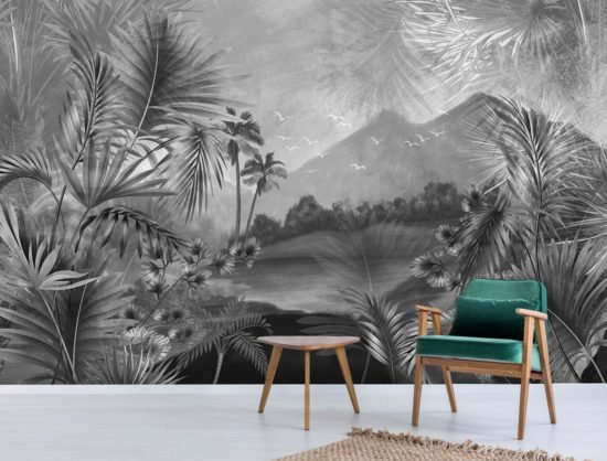 evershinewalls Black And White Beautiful Tropical Lake Landscape And Mountains3 Black And White Beautiful Tropical Lake Landscape And Mountains Wallmural Black And White Beautiful Tropical Lake Landscape And Mountains Wallmural
