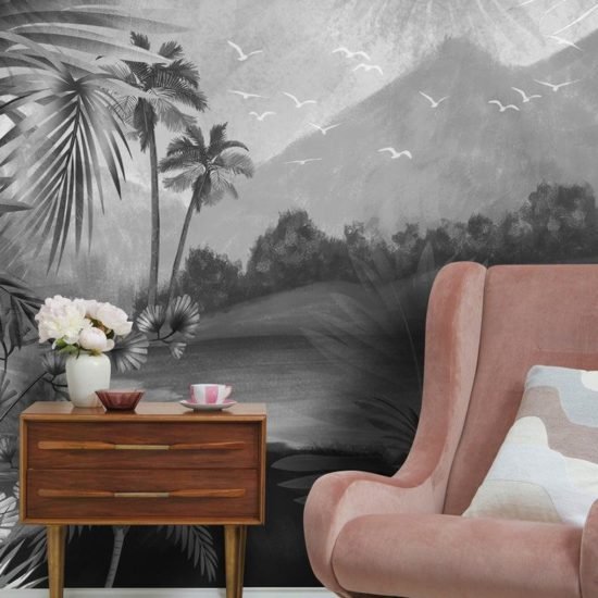 evershinewalls Black And White Beautiful Tropical Lake Landscape And Mountains5 Black And White Beautiful Tropical Lake Landscape And Mountains Wallmural Black And White Beautiful Tropical Lake Landscape And Mountains Wallmural