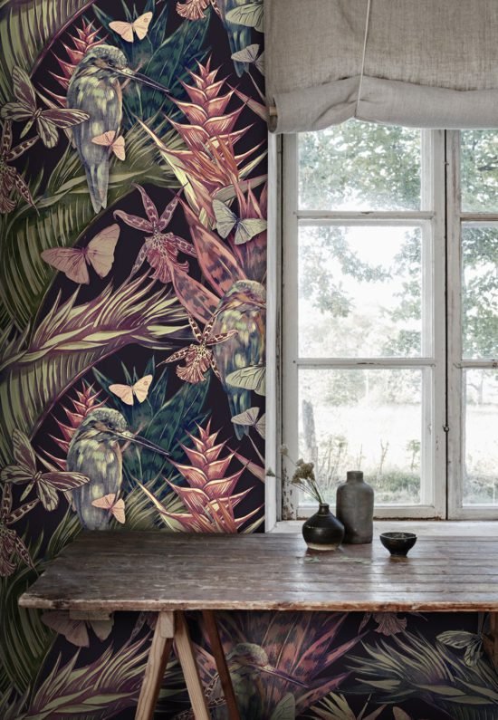 evershinewalls Colorful Tropical Leaves And Birds4 Colorful Tropical Leaves And Birds Wallmural Colorful Tropical Leaves And Birds Wallmural