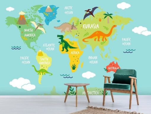 evershinewalls Kids Map Wallpaper Dino Kids Map Wallpaper Wallmural Dino Kids Map Wallpaper Wallmural