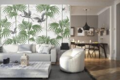 evershinewalls Palm Trees And Cranes Birds3 Palm Trees And Cranes Birds Wallmural Palm Trees And Cranes Birds Wallmural