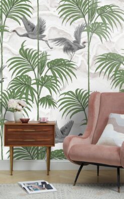 evershinewalls Palm Trees And Cranes Birds4 Palm Trees And Cranes Birds Wallmural Palm Trees And Cranes Birds Wallmural