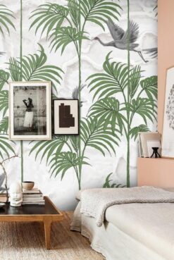 evershinewalls Palm Trees And Cranes Birds6 Palm Trees And Cranes Birds Wallmural Palm Trees And Cranes Birds Wallmural