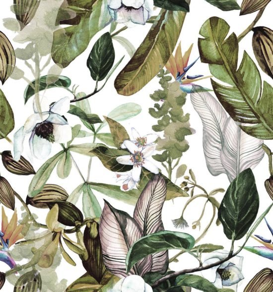 evershinewalls Tropical Leaves And Flowers2 Tropical Leaves And Flowers Wallmural Tropical Leaves And Flowers Wallmural