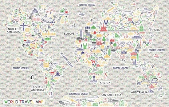 evershinewalls VividColorfulNiceDetailedWorldMap2 Vivid Colorful Nice Detailed World Map Wallmural Vivid Colorful Nice Detailed World Map Wallmural