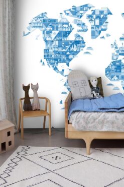 evershinewalls WhiteBackgroundBlueWorldMap3 White Background Blue World Map Wallmural White Background Blue World Map Wallmural