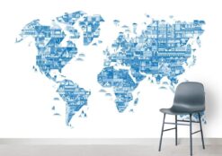 evershinewalls WhiteBackgroundBlueWorldMap5 White Background Blue World Map Wallmural White Background Blue World Map Wallmural