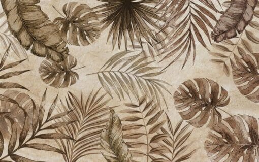 Beige & Brown Leaves Mural - Image 2