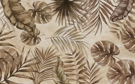 evershinewalls beigeandbrowntones Beige & Brown Leaves Mural Beige & Brown Leaves Mural