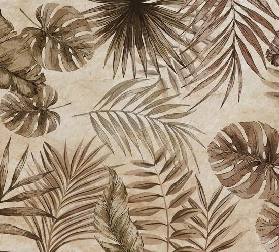 evershinewalls beigeandbrowntones Beige & Brown Leaves Mural Beige & Brown Leaves Mural