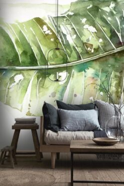 evershinewalls biggreenleaf1 Big Green Leaf Wallmural Big Green Leaf Wallmural