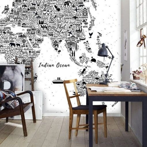 evershinewalls blackandwhitecitynames3 Black And White City Names Mural Black And White City Names Mural