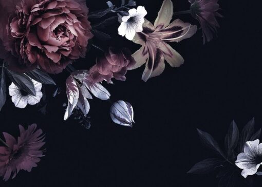 evershinewalls blackbackgroundflowers Black Background Flowers Mural Black Background Flowers Mural