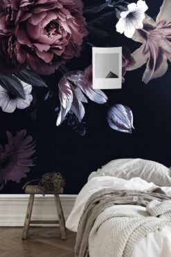 evershinewalls blackbackgroundflowers3 Black Background Flowers Mural Black Background Flowers Mural