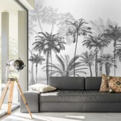 evershinewalls blackwhitefloral2 Black White Tree Wallmural Black White Tree Wallmural