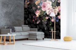 evershinewalls darkcolourfulflowers3 Black Colourful Flowers Mural Black Colourful Flowers Mural