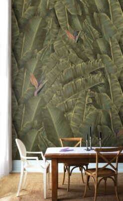 evershinewalls darkgreenbananaleaves3 Dark Green Banana Leaves Wallmural Dark Green Banana Leaves Wallmural