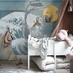 Asian Design Crane Birds Wallpaper4 Japanese Wave Crane Birds Wallpaper Wallmural Japanese Wave Crane Birds Wallpaper Wallmural