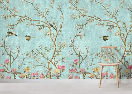 Asian Design Trees Wallpaper Wallmural