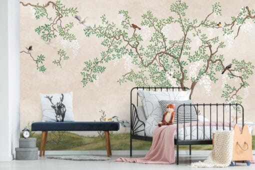 Asian Style Blossom Tree And Birds Wallpaper Wallmural - Image 2