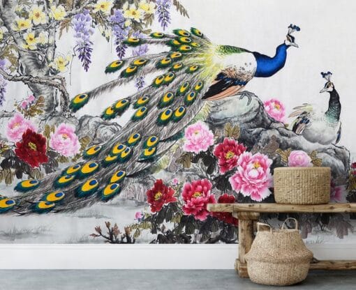 Peacock Wallpaper Floral Wall Poster Wallmural