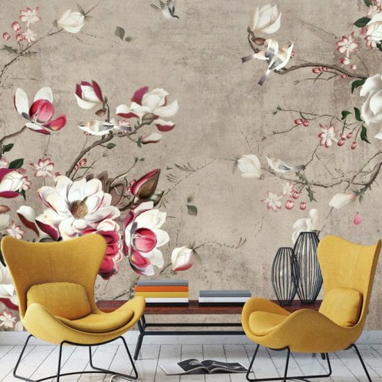 Sakura Tree And Birds Wallpaper Wallmural | Evershine Wall