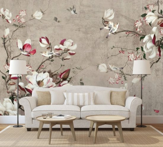 Sakura Tree And Birds Wallpaper Wallmural | Evershine Wall